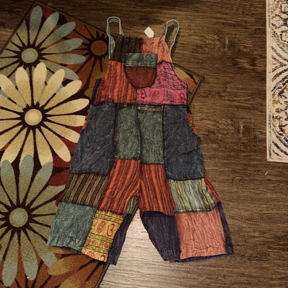 Patchwork short overalls - image 1